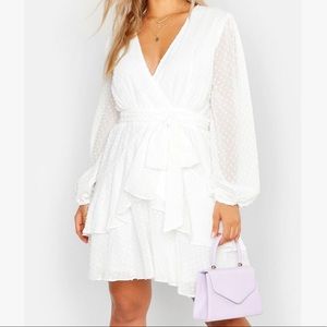 NWT Plus Ruffle Hem Dobby Mesh Skater Dress